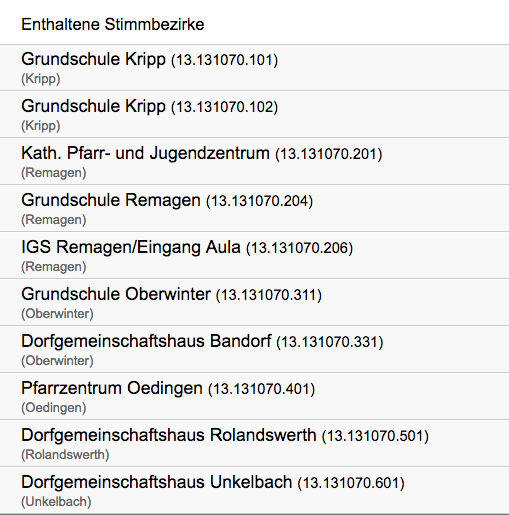 Stimmbezirke Remagen Landtagswahl 2021